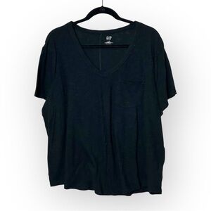 Gap Black V Neck Short Sleeve Tee XL